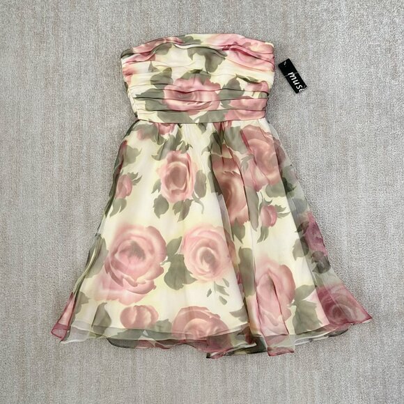 NWT Donna Ricco Floral Strapless Formal Mini Dress 4 Petite - Picture 1 of 12